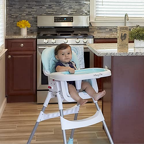 Dream On Me Portable 2-in-1 Tabletalk High Chair, Convertible Compact High Chair, Light Weight Portable Highchair, Aqua