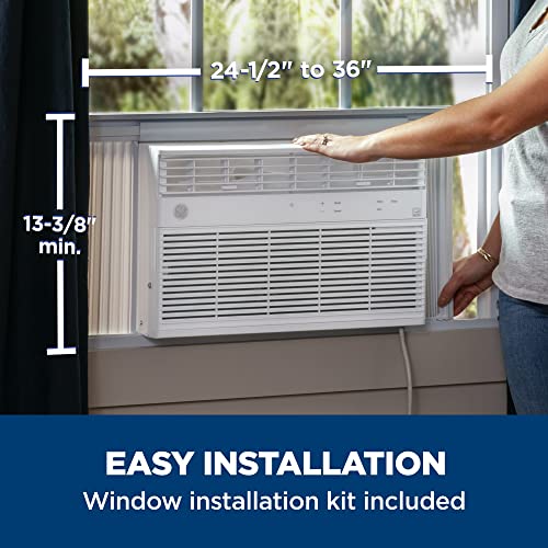 GE Window Air Conditioner 8000 BTU, Wi-Fi Enabled, Energy-Efficient Cooling for Medium Rooms, 8K BTU Window AC Unit with Easy Install Kit, Control Using Remote or Smartphone App