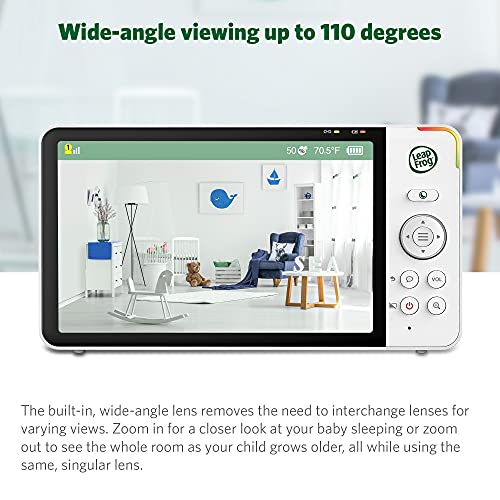 LeapFrog LF920HD Baby Monitor with Camera and Audio, 7" HD LCD Display, Color Day&Night Vision, 360 Pan-tilt, 8XZoom, Night Light, Temp & Humidity Sensor, Up to 1000ft, Secure Transmission No WiFi