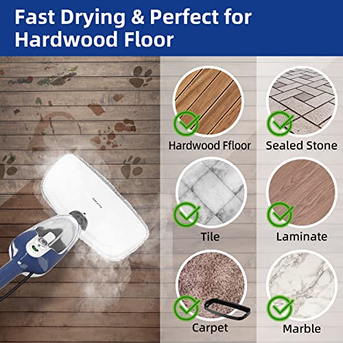 Steam Mop - 10-in-1 Floor Steamer Detachable MultiPurpose Handheld Steam Cleaner for Hardwood/Tile/Laminate All Floors Carpet Cleaning with 11 Accessories for Whole Home Use(Blue).