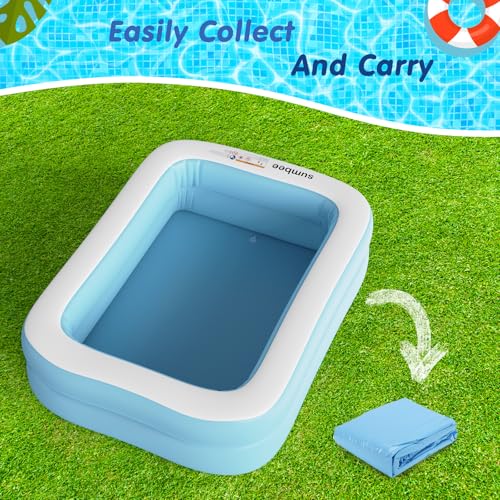 Inflatable Swimming Pool 79" x 59" x 20" Full-Sized Blue Blow up Pools for Kids & Adults Family Outdoor Garden Backyard Ideal for Outdoor, Garden, Backyard and Summer Water Parties,Ball Pit