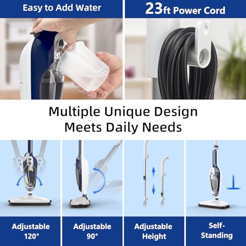 Steam Mop - 10-in-1 Floor Steamer Detachable MultiPurpose Handheld Steam Cleaner for Hardwood/Tile/Laminate All Floors Carpet Cleaning with 11 Accessories for Whole Home Use(Blue).