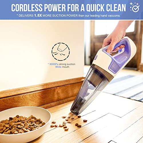 GOGOING Handheld Vacuum Cordless, Car Vacuum with Powerful Suction [9000Pa], Rechargeable Hand Held Vacuum, Portable Mini Hand Vacuum with Large Dirt Bowl, 3 Versatile Attachments & Cleaning Brush