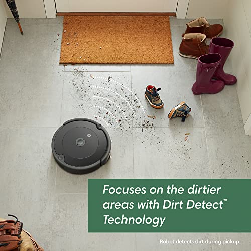 iRobot Roomba Vac Robot Vacuum (Q011) - Power-Lifting Suction, Alexa, Quieter Cleaning Mode, Multi-Surface Cleaning, Cleans in Neat Rows, Easy to use, Self-Charging