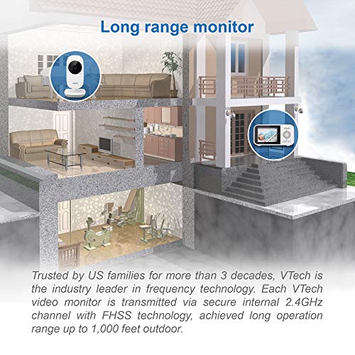 VTech VM819 Baby Monitor, 2.8” Screen, Night Vision, 2-Way Audio, Temperature Sensor and Lullabies, Secure Transmission No WiFi