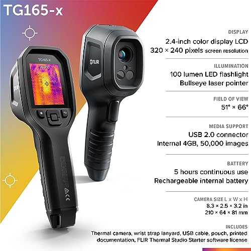 FLIR TG165-X Thermal Imaging Camera with Bullseye Laser: Commercial Grade Infrared Camera for Building Inspection, HVAC and Electrical