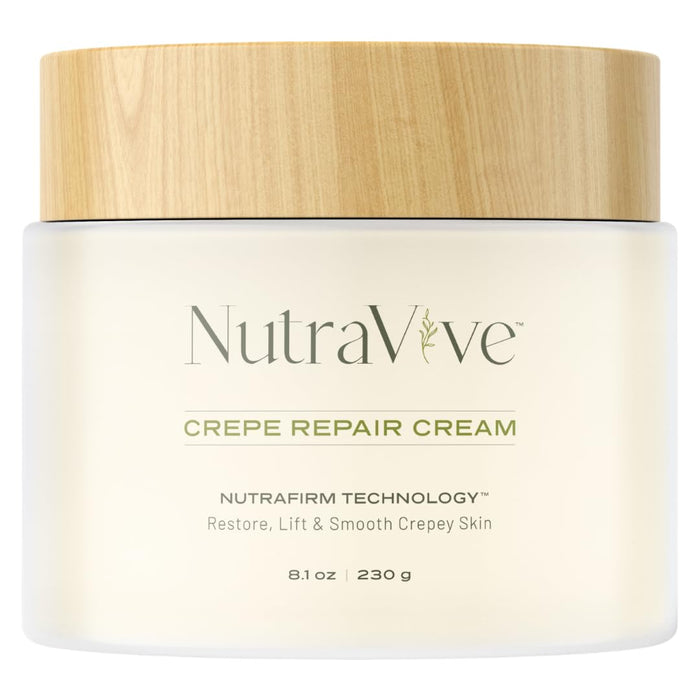 NutraVive Crepe Repair Cream – Anti-Aging Crepey Skin Treatment, 8.1 Oz – Restore, Lift, Tighten & Smooth Loose Skin – Collagen Boosting Body, Neck & Facial Repair Cream