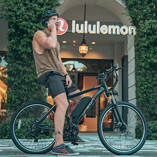 Jasion EB5 Electric Bike for Adults with 360Wh Removable Battery, 40Miles 20MPH Commuting Electric Mountain Bike with 350W Brushless Motor, 7-Speed, 26" Tires and Front Suspension (Standard, Dark)