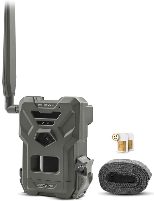 SPYPOINT Flex-M Cellular Trail Camera - Best Value in Hunting Accessories, No WiFi Needed, GPS, Night Vision, Dual-Sim LTE Connectivity, IP65 Water-Resistant, 28MP Photos, 720p Videos + Sound (1)