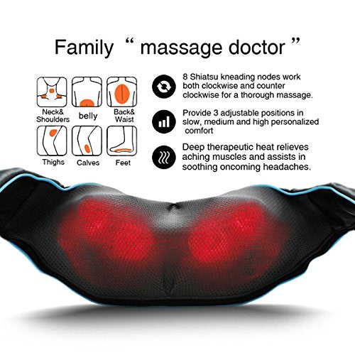 Mo Cuishle Shiatsu Back Shoulder and Neck Massager with Heat, Electric Deep Tissue 4D Kneading Massage, Best Gifts for Women Men Mom Dad