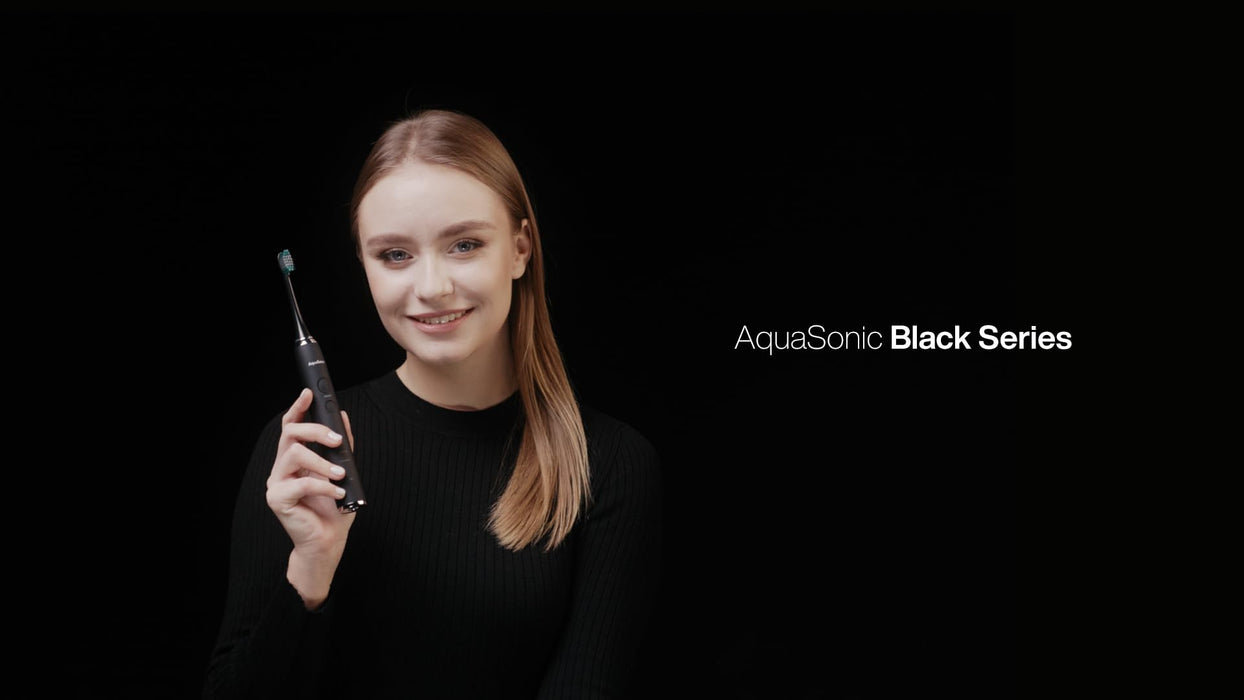 Aquasonic Black Series Ultra Whitening Toothbrush – ADA Accepted electric toothbrush- 8 Brush Heads & Travel Case – 40,000 VPM Electric Motor & Wireless Charging - 4 Modes w Smart Timer