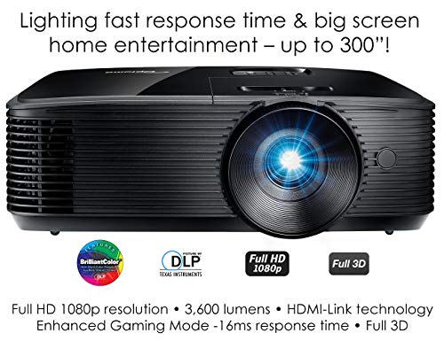 Optoma HD146X High Performance Projector for Movies & Gaming | Bright 3600 Lumens | DLP Single Chip Design | Enhanced Gaming Mode 16ms Response Time