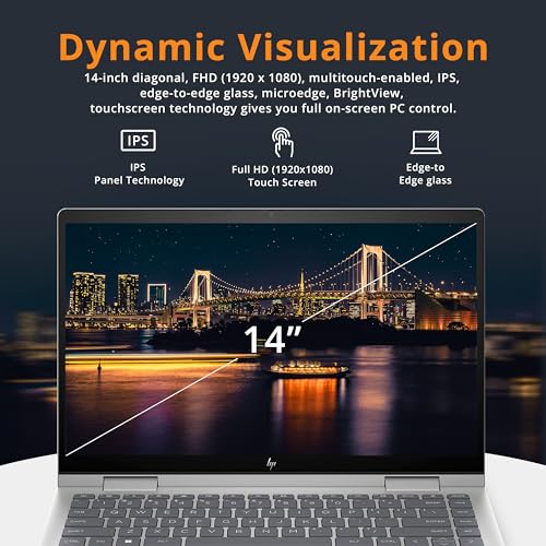 HP Envy x360 2-in-1 14" FHD Touchscreen Laptop, Intel Core i7-1355U, 16GB RAM, 1TB SSD, Backlit Keyboard, 5MP Camera, Fingerprint Reader, Wi-Fi 6E, Win 11, Silver