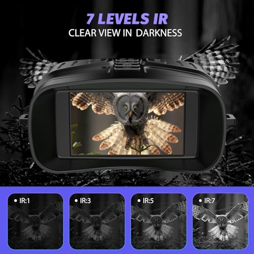 Night Vision Goggles - 4K Night Vision Binoculars for Adults, 3'' HD Screen Binoculars can Save Photo and Video with 32GB TF Card, Black