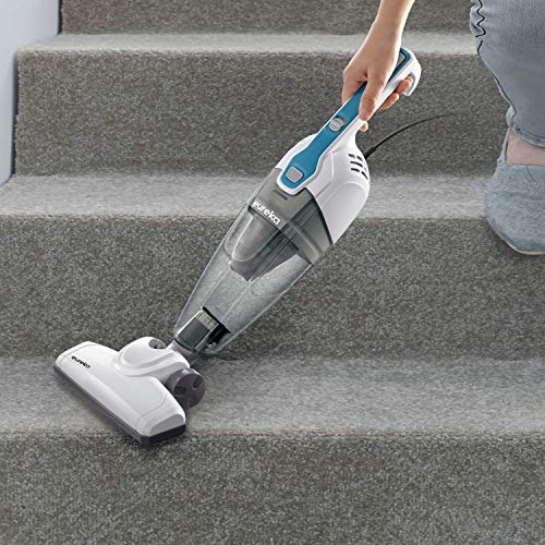 Eureka Home Lightweight Mini Cleaner for Carpet and Hard Floor Corded Stick Vacuum with Powerful Suction for Multi-Surfaces, 3-in-1 Handheld Vac, Aqua Blue