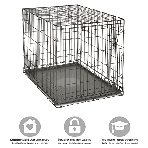 New World Newly Enhanced Single Door New World Dog Crate, Includes Leak-Proof Pan, Floor Protecting Feet, & New Patented Features, 42 Inch