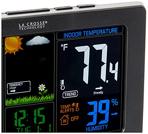 La Crosse Technology Advanced Weather Station with Full-Color LCD & Atomic Time - Monitor Indoor/Outdoor Conditions with Temperature Alerts and Humidity Readings with Transmission Range of 300 Feet