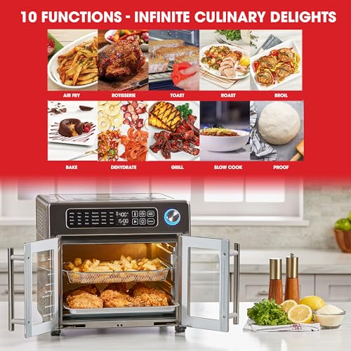 Emeril Lagasse 26 QT Extra Large Air Fryer, Convection Toaster Oven with French Doors, Stainless Steel