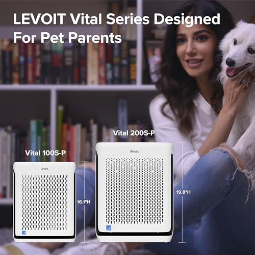 LEVOIT Air Purifiers for Home Large Room Up to 1800 Ft² in 1 Hr with Washable Filters, Air Quality Monitor, Smart WiFi, HEPA Sleep Mode for Allergies, Pet Hair, Pollen in Bedroom, Vital 200S-P, White