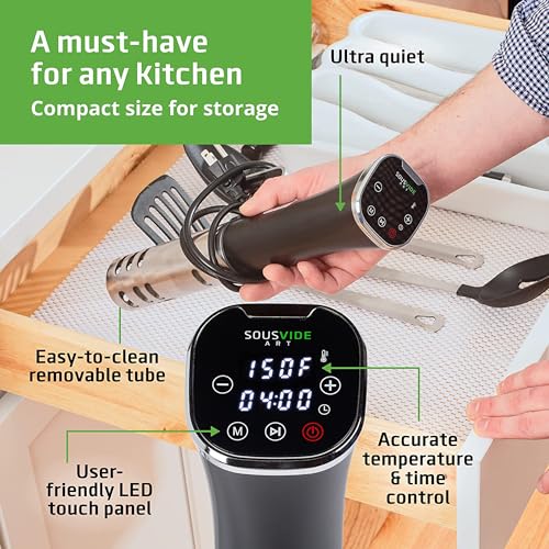 SOUSVIDE ART Sous Vide Immersion Cooker Kit - Machine with Digital Timer, Temp Control, 30 Bags, Vacuum Pump, Suvee Cooker Gift for Chefs