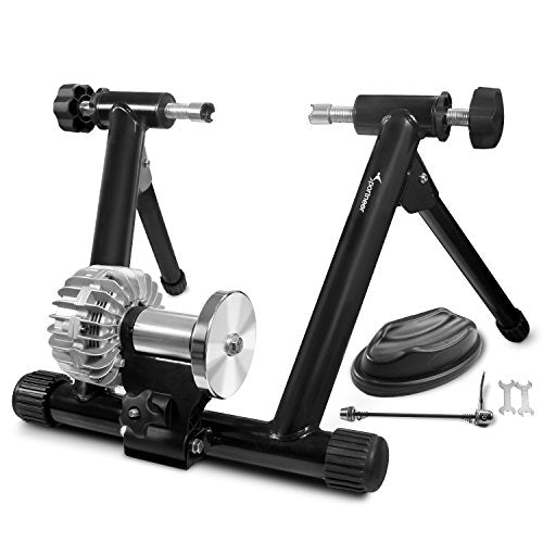 Sportneer Bike Trainer: Fluid Stationary Bike Stand for 26-29" & 700C Wheels - Auto Resistance Control Bike Trainer Stand for Indoor Riding with Quick Release Skewer & Front Wheel Riser Block