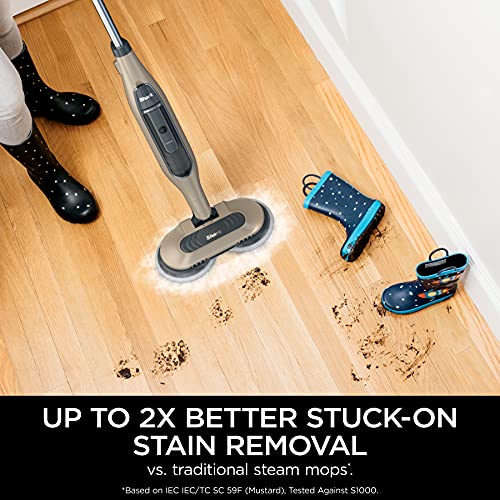 Shark S7001 Mop, Scrub & Sanitize at The Same Time, Designed for Hard Floors, with 4 Dirt Grip Soft Scrub Washable Pads, 3 Steam Modes & LED Headlights, Gold