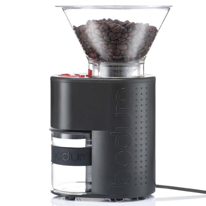 Bodum Bistro Electric Conical Burr Coffee Grinder, Preset Timer, 12 Grind Settings, Black