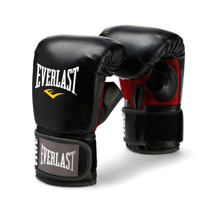 Everlast Leather Heavy 70 Pound Punching Bag with Chain and Swivel Assembly, 5 Ounce MMA Kickboxing Gloves and 180-Inch Boxing Hand Wrap, Black