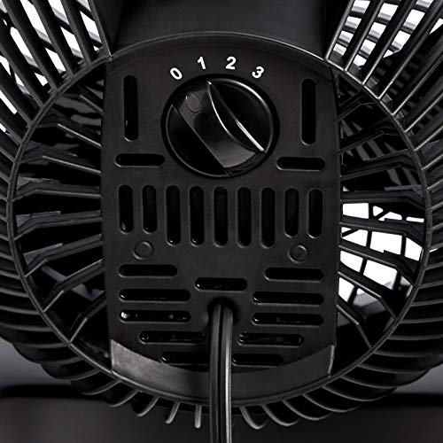 Amazon Basics 11-Inch Air Circulator Fan with 90-Degree Tilt Head and 3 Speed Settings, Ultra Quiet (30 dB), Lightweight (3 LBS), Black, 6.3"D x 11.1"W x 10.9"H