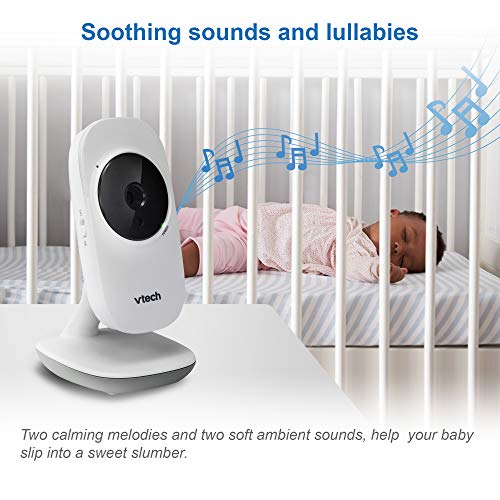 VTech VM819 Baby Monitor, 2.8” Screen, Night Vision, 2-Way Audio, Temperature Sensor and Lullabies, Secure Transmission No WiFi