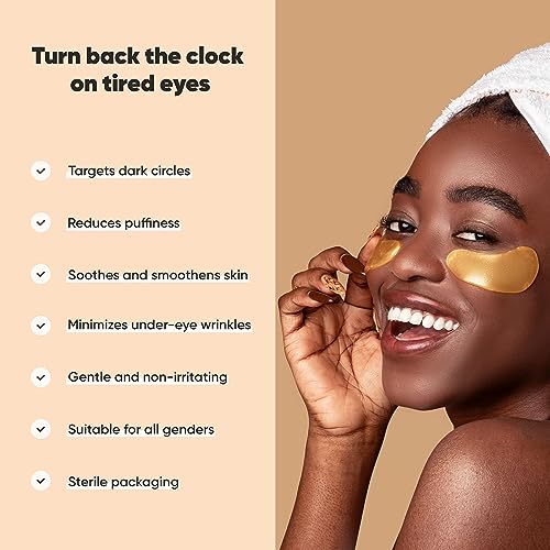 LE GUSHE Under Eye Mask & Under Eye Patches (20 Pairs) - Gold Eye Mask with Collagen & Amino Acid, Cooling Eye Care for Wrinkles, Puffy Eyes & Dark Circles, Brightening Skincare