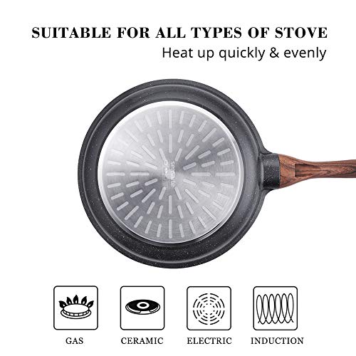 SENSARTE Nonstick Frying Pan Skillet, Swiss Granite Coating Omelette Pan, Healthy Stone Cookware Chef's Pan, PFOA Free (8/9.5/10/11/12.5 Inch) (9.5 Inch)