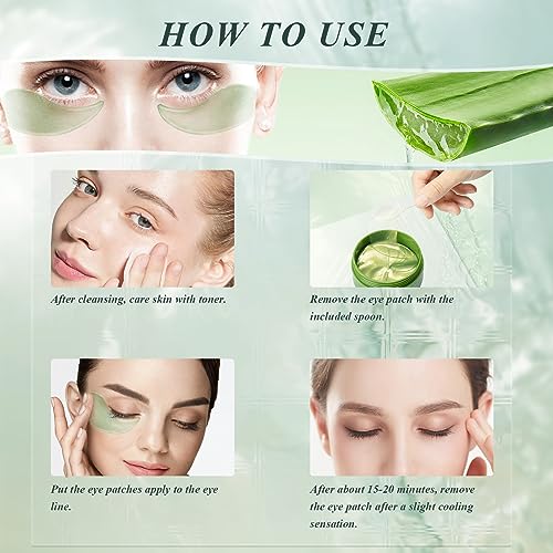 OSDTKRU Under Eye Mask - 60 PCS Aloe Vera Under Eye Patches - Combat Puffy Eyes, Dark Circles, Fine Lines, and Wrinkles Using Pure Natural Extracts