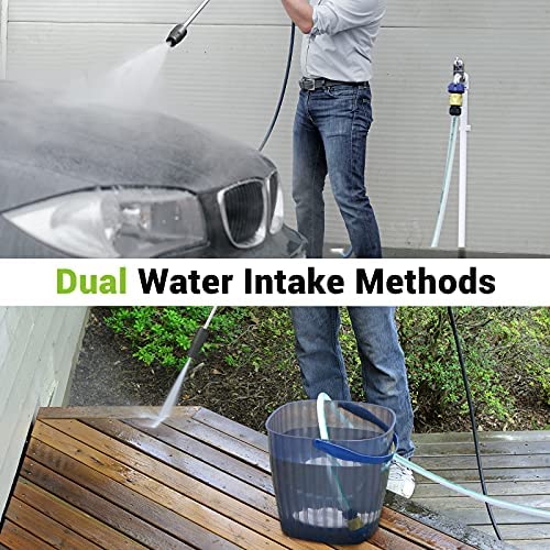 Rock&Rocker Powerful Electric Pressure Washer, 2150PSI Max 2.6 GPM Power Washer with Hose Reel, 4 Quick Connect Nozzles, Soap Tank, IPX5 Car Wash Machine/Car/Driveway/Patio Clean, Green