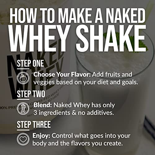 Naked Vanilla Whey Protein Powder - All Natural Grass Fed Whey Protein Powder, Vanilla Flavor, Organic Coconut Sugar, 5Lb Bulk, GMO-Free, Soy Free, Gluten Free - 61 Servings