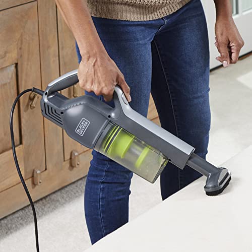 BLACK+DECKER BDXMSV009G Stick Vacuum Cleaner Brush-Bagless, Corded 480-Watt Motor, Power Suction 16kPa, Swivel Steering, Unlimited Runtime, Green/Gray