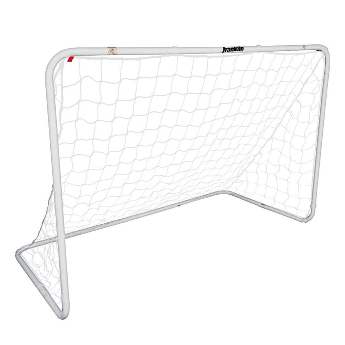 Franklin Sports Competition Soccer Goal - Steel Backyard Soccer Goal with All Weather Net - Includes 6 Ground Stakes - 6'x4' - Silver