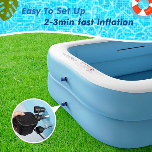 Inflatable Swimming Pool 79" x 59" x 20" Full-Sized Blue Blow up Pools for Kids & Adults Family Outdoor Garden Backyard Ideal for Outdoor, Garden, Backyard and Summer Water Parties,Ball Pit