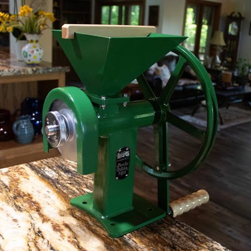 Lehman's Manual Power Grain Mill, Grinds Any Dry Grain to Pastry Flour, Big 6 Cup Capacity, 14 inches High with 12 inch Flywheel