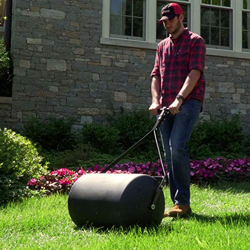 Brinly PRC-241BH-A 270 lb. Combination Push/Tow Poly Lawn Roller with Easy-Turn Tethered Plug, 18 by 24"