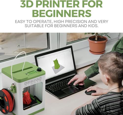 Fully Assembled Mini 3D Printer for Kids and Beginners - Complete Starter Kit with Auto Leveling 3D Printing Machine, 10M PLA Filament, and SD Card - WiFi 3D Home Printer for MAC, Windows, and Linux