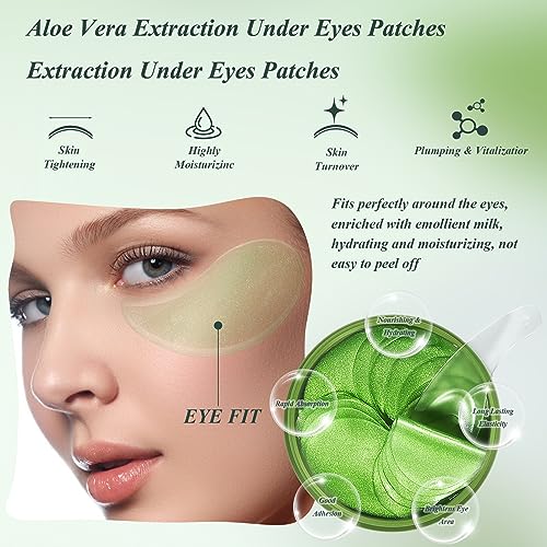 OSDTKRU Under Eye Mask - 60 PCS Aloe Vera Under Eye Patches - Combat Puffy Eyes, Dark Circles, Fine Lines, and Wrinkles Using Pure Natural Extracts