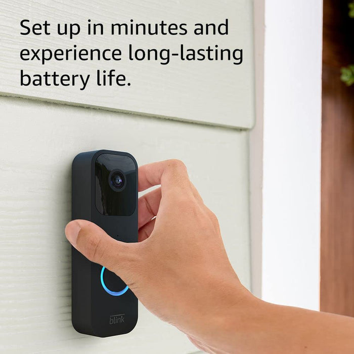 Blink Video Doorbell | Two-way audio, HD video, motion and chime app alerts and Alexa enabled — wired or wire-free (Black)