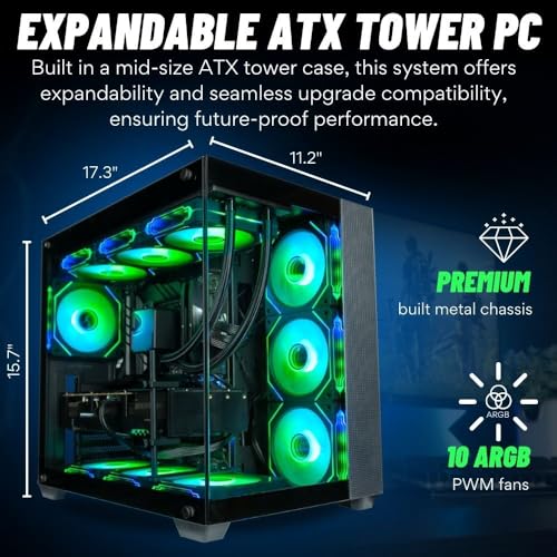 Panorama Gamer Desktop PC (NVD GeForce RTX 4090, Intel 24-Core i9-14900KF Processor, 96GB RAM, 2TB NVMe SSD + 12TB HDD, WiFi + BT, Windows 11 Pro) High-Airflow RGB Gaming Computer