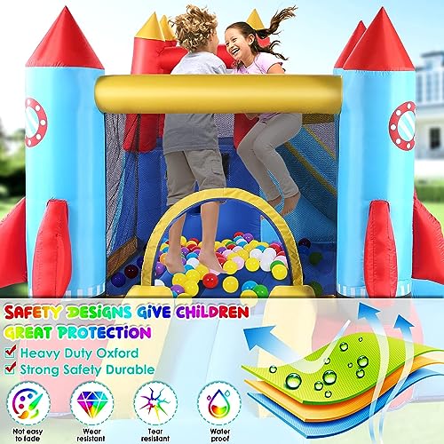 AKEYDIY Bounce House Water Slide, Rocket Castle Bouncy House- 13X12ft Inflatable Bounce House for Kids 3-12 with Slide Park,Pool,Climbing Wall,Bouncer Area- Kids Water Bounce House Indoor/Backyard