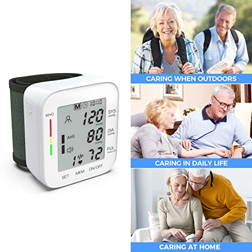 MMIZOO Wrist Blood Pressure Monitor Bp Monitor Large LCD Display Blood Pressure Machine Adjustable Wrist Cuff 5.31-7.68 inch Automatic 99x2 Sets Memory with Carrying Case for Home Use (W1681)