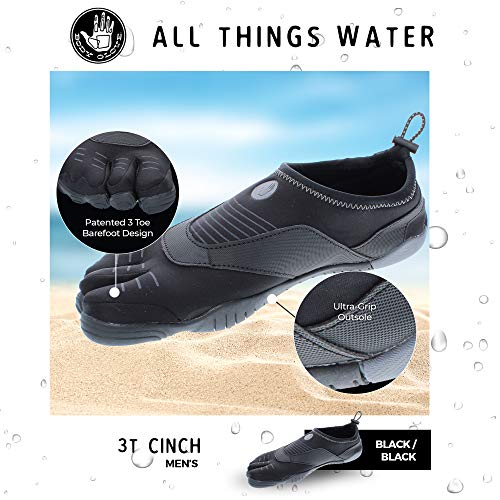 Body Glove Men's 3T Barefoot Cinch Water Shoe, Black/Black, 11