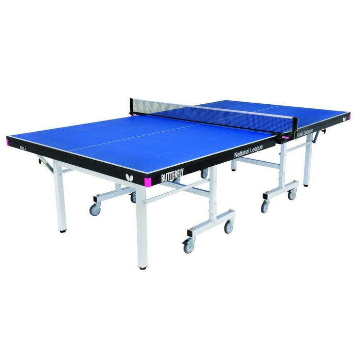 Butterfly National League 25 Ping Pong Table | Professional Ping Pong Table | 10 Minute Quick Assembly Table Tennis Table | 25mm Indoor Folding Ping Pong Table | Tournament Level Game Table, Blue