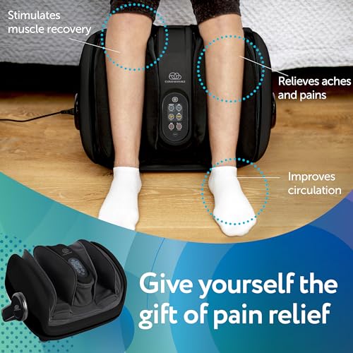 Cloud Massage Shiatsu Foot Massager with Heat - Feet Massager for Relaxation, Plantar Fasciitis Relief, Neuropathy, Circulation, and Heat Therapy - FSA/HSA Eligible (Black - with Remote)