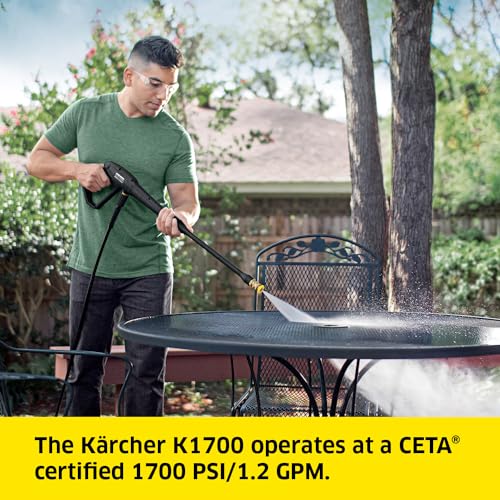 Kärcher K1700 Max 2125 PSI Electric Pressure Washer with 3 Spray Nozzles - Great for cleaning Cars, Siding, Driveways, Fencing and more - 1.2 GPM